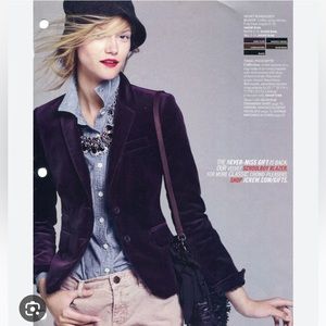 J Crew Schoolboy Velvet Egglplant Blazer